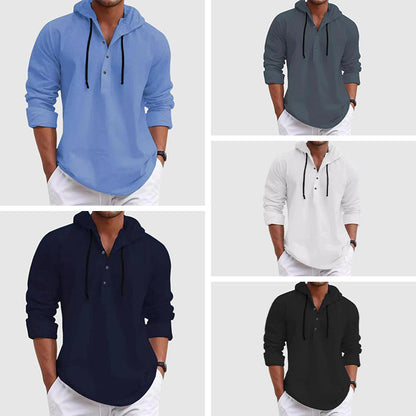 Relaxed hooded long-sleeve shirt for men | Nolan -6