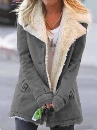 Winter warm collar lined jacket for women | Leah -4