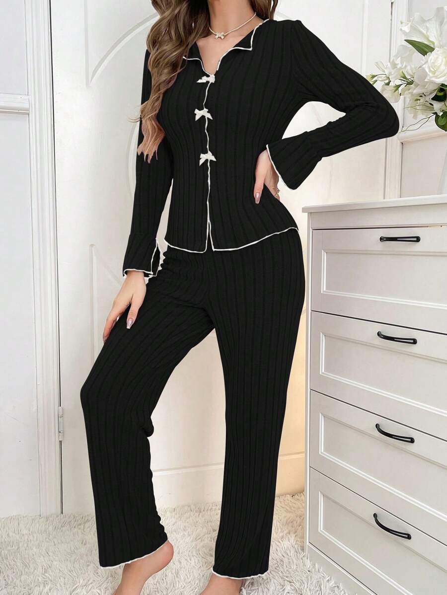 Ribbed comfortable pyjamas set for women | Oliana -3