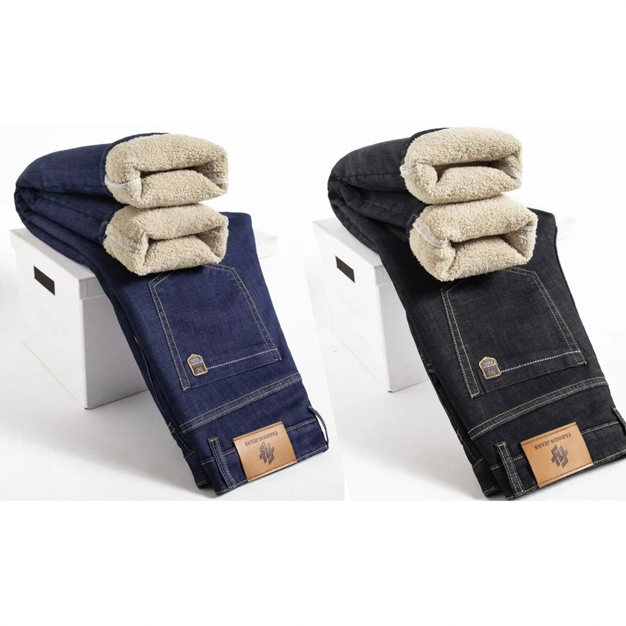Fleece lined full length jeans for men | Hudson -8