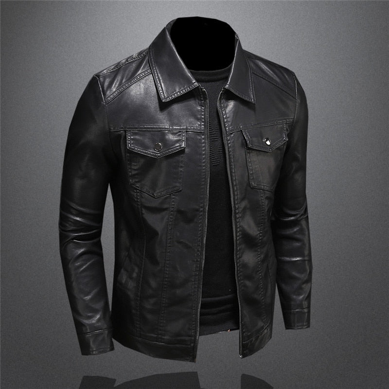 Faux leather style biker jacket for men | Dario -3