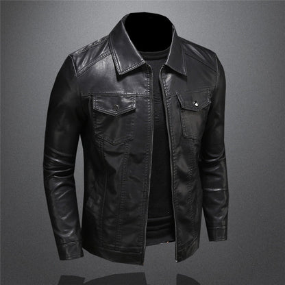 Faux leather style biker jacket for men | Dario -3