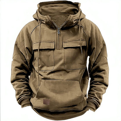 Utility quarter-zip cargo pockets hoodie for men | Ardent -2