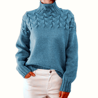 Sweater elegant knit cable-knit turtleneck for women | Ameliane -1