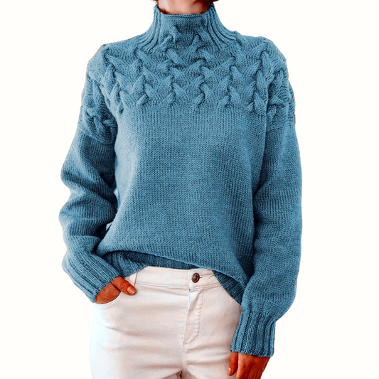 Sweater elegant knit cable-knit turtleneck for women | Ameliane -1