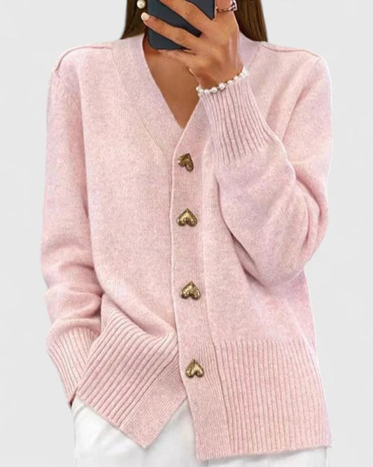 Elegant button-up heart cardigan for women | Clarisse -1