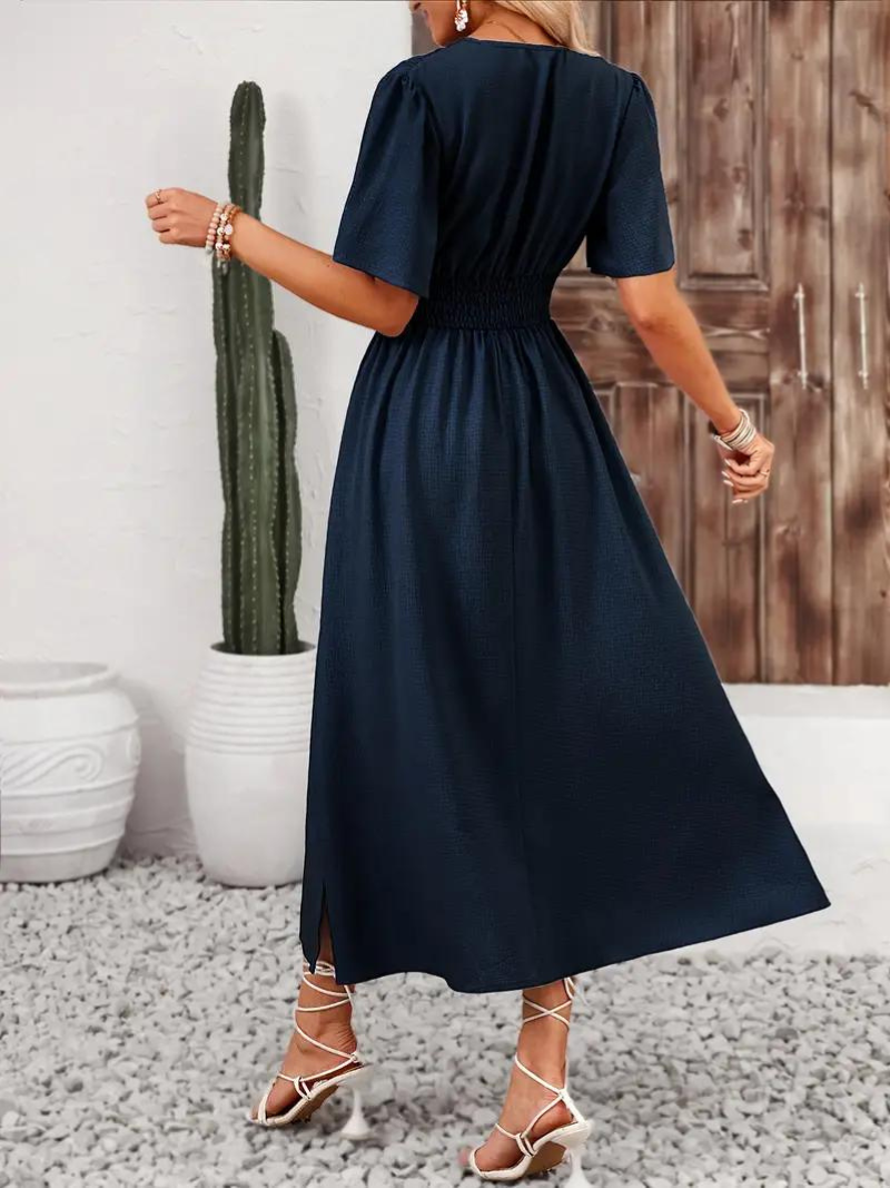 Maxi summer size gathered dress for women | Romane -9