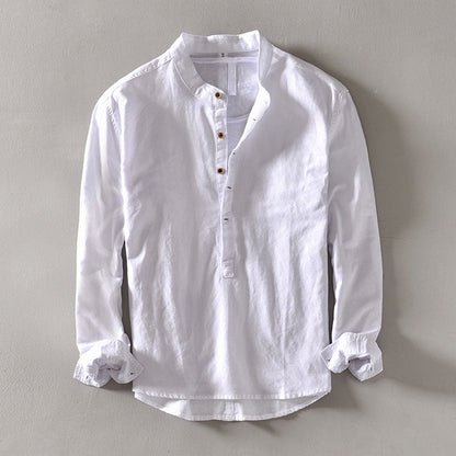 Men’s orvino linen band collar shirt for men | Lorenzo Vitali -4