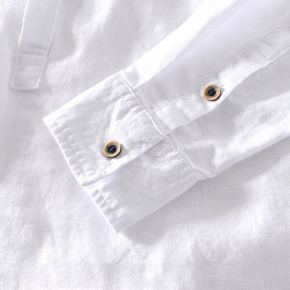 Men’s orvino linen band collar shirt for men | Lorenzo Vitali -8