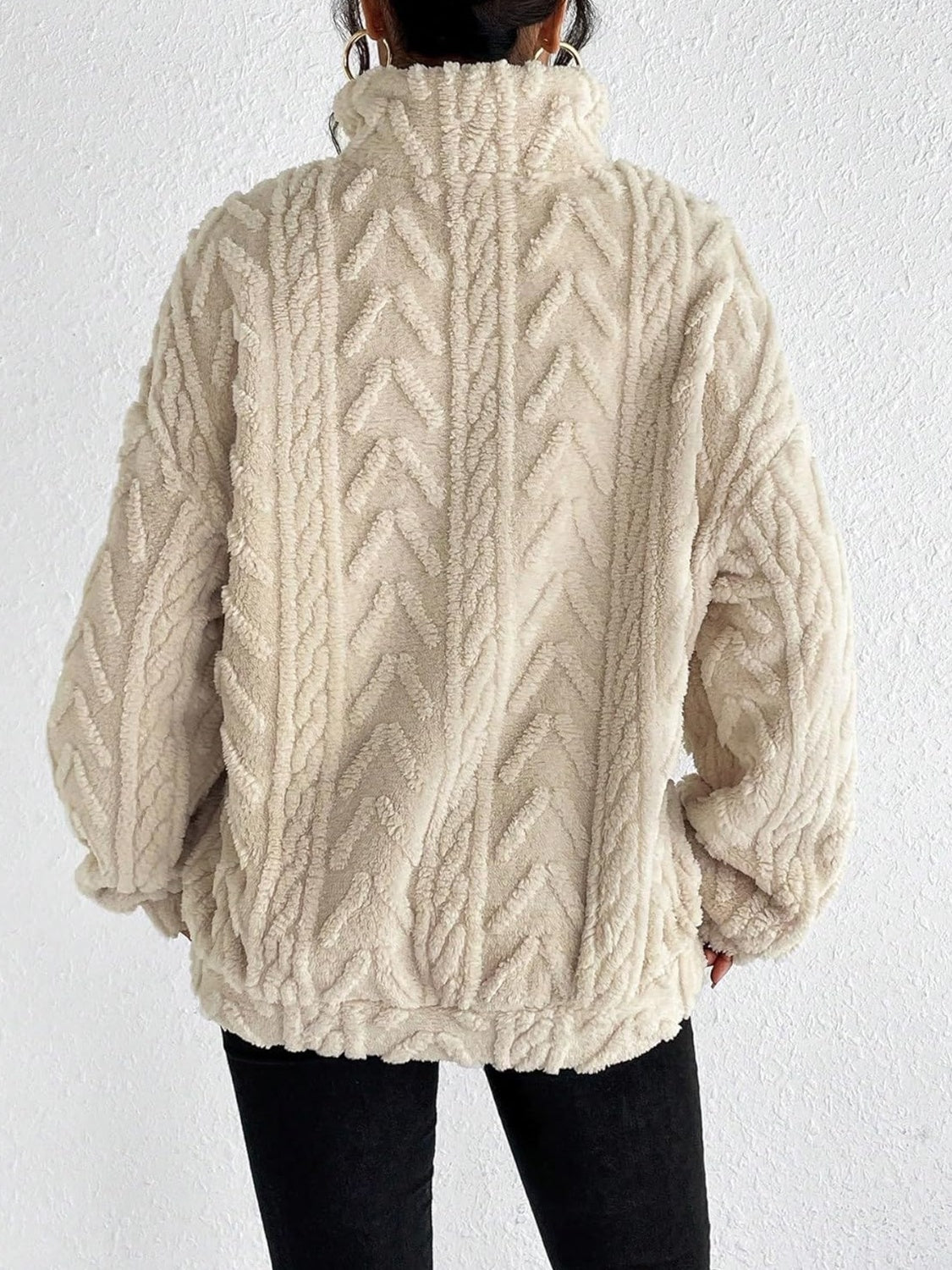 Long-sleeve zip-up fur sweatshirt for women -4
