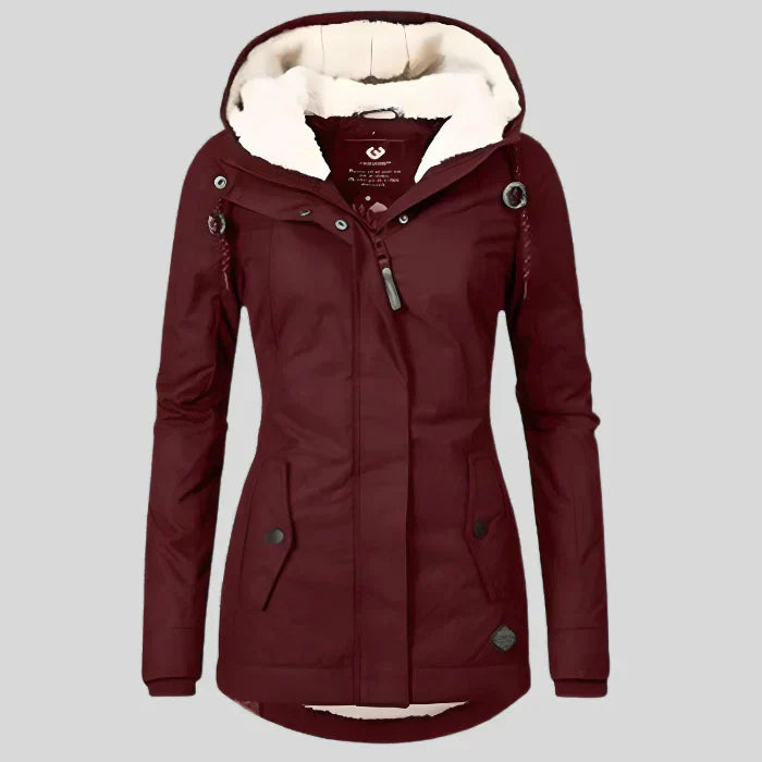 Long hooded lined jacket for women | Elodie -2