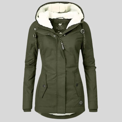 Long hooded lined jacket for women | Elodie -3