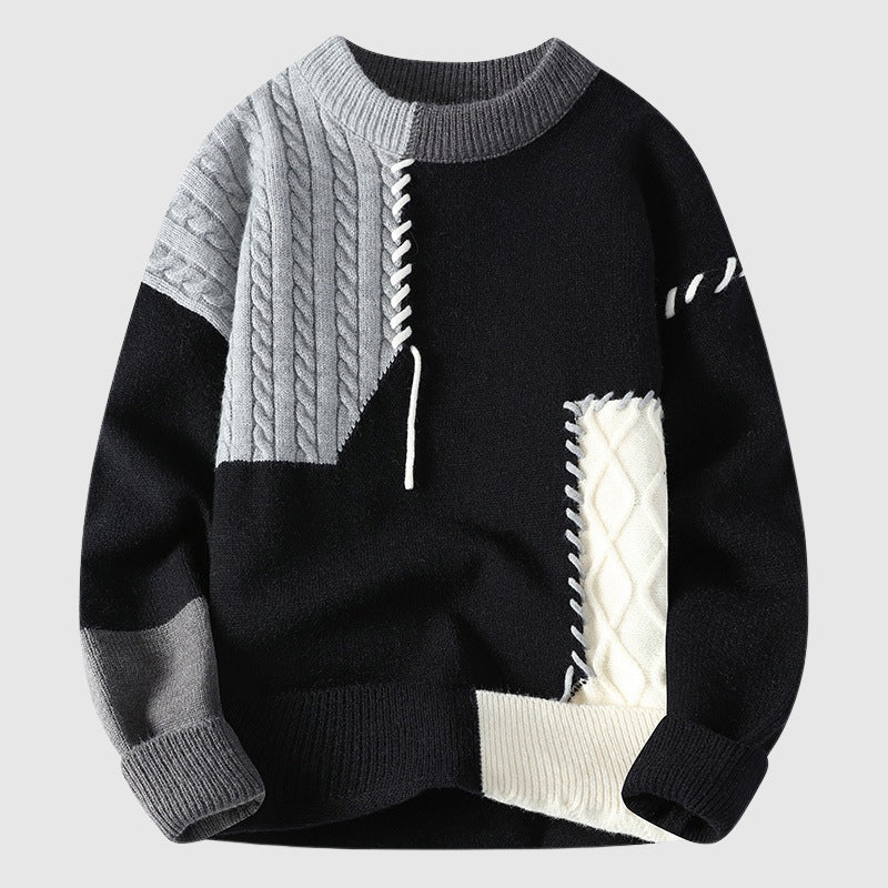 Funky patchwork winter sweater for men | Dario -3