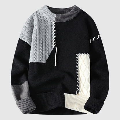 Funky patchwork winter sweater for men | Dario -3