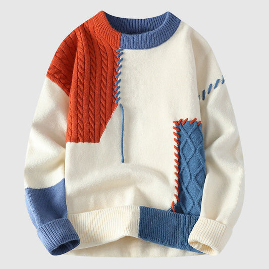 Funky patchwork winter sweater for men | Dario -1