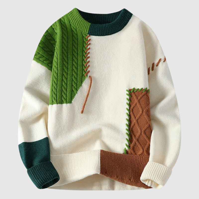 Funky patchwork winter sweater for men | Dario -2