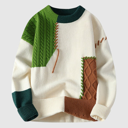 Funky patchwork winter sweater for men | Dario -2