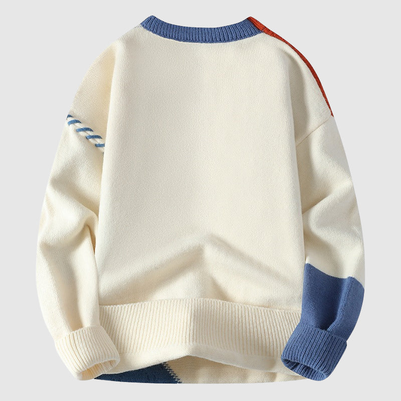 Funky patchwork winter sweater for men | Dario -4