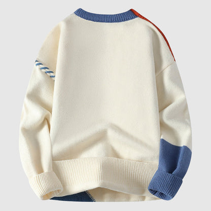 Funky patchwork winter sweater for men | Dario -4