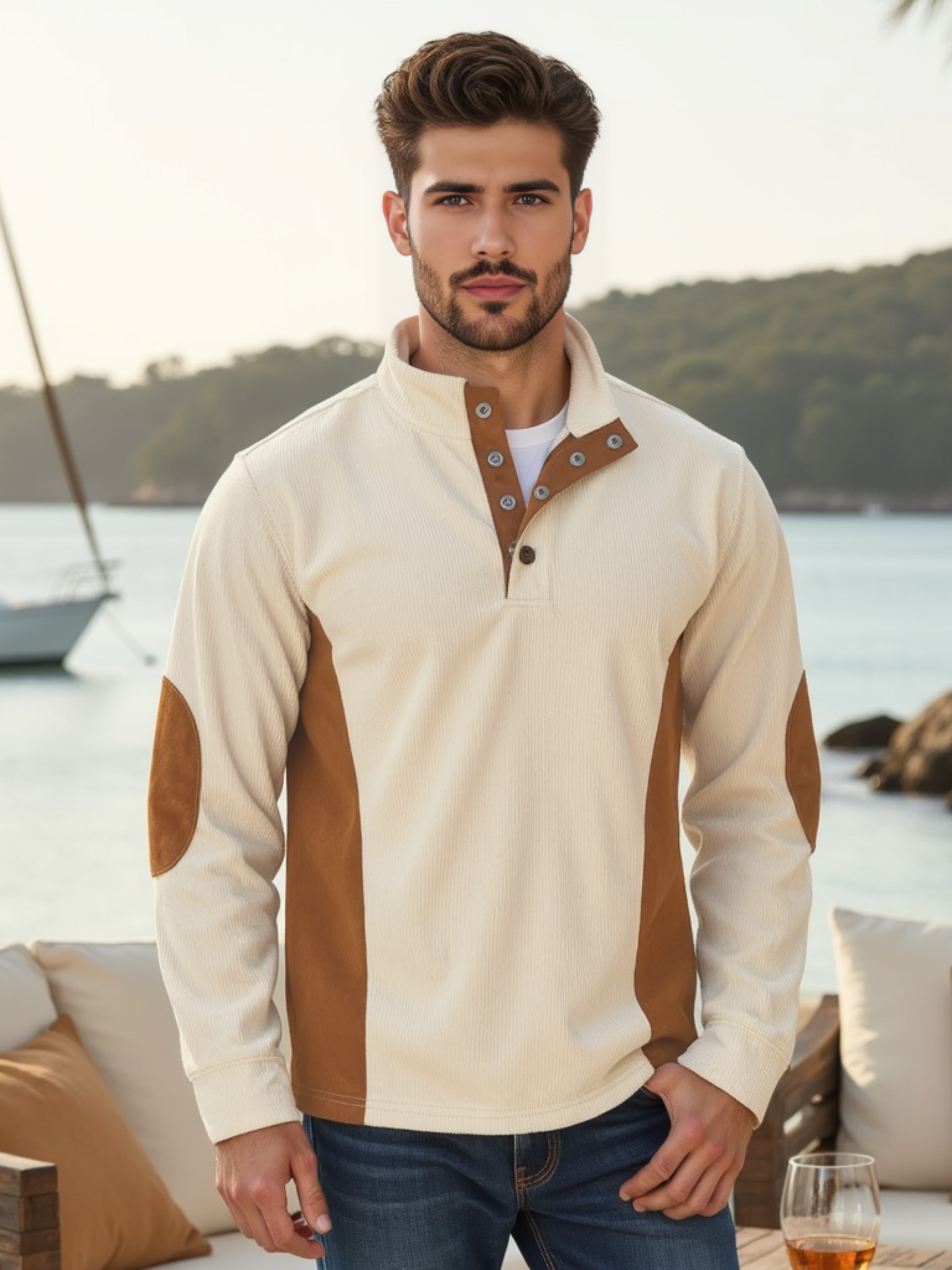 High collar sweater for men -2