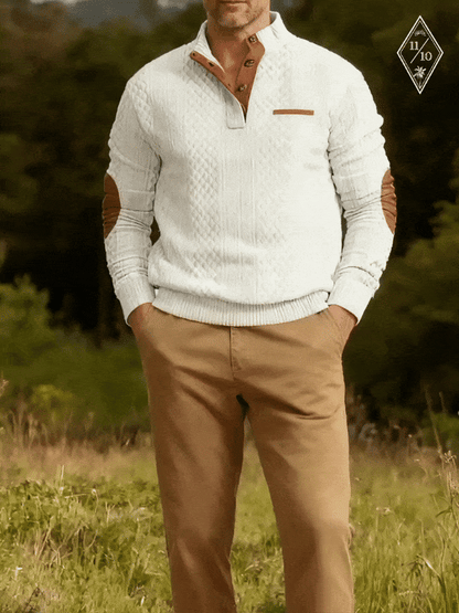 Knit cable-knit high collar structured sweater for men | Adrien -5