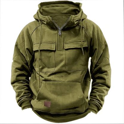 Utility quarter-zip cargo pockets hoodie for men | Ardent -3