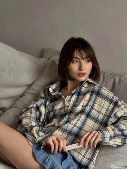 Checked timeless shirt for women | Maple -4