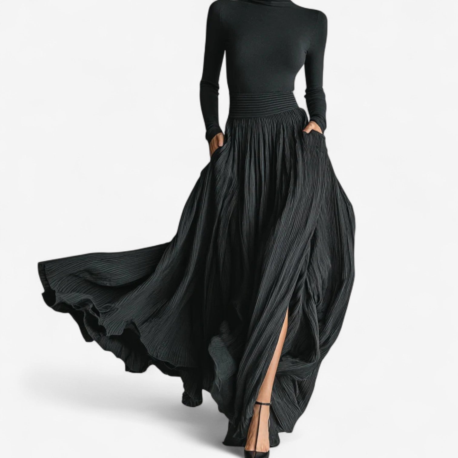 Elegant flowy dress for women | High waist Maxi -1