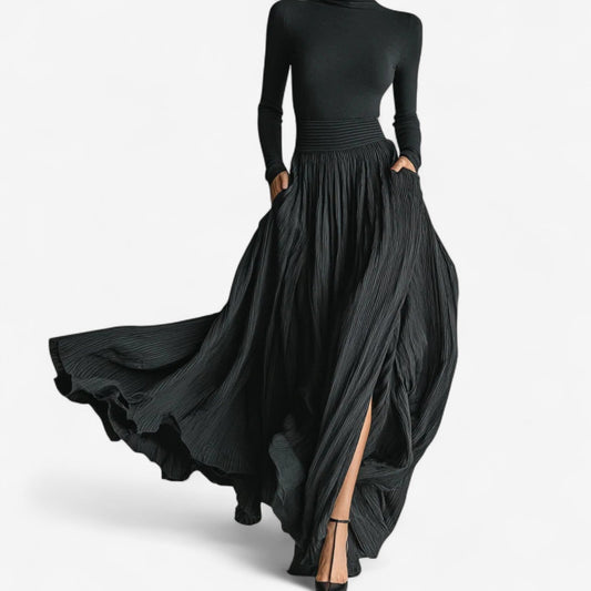 Elegant flowy dress for women | High waist Maxi -1