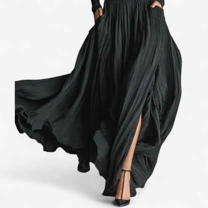 Elegant flowy dress for women | High waist Maxi -3