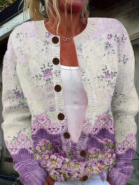 Soft front cardigan for women | Floral Open -3