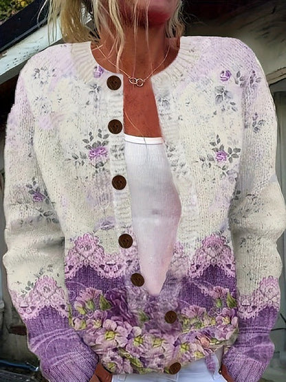 Soft front cardigan for women | Floral Open -3