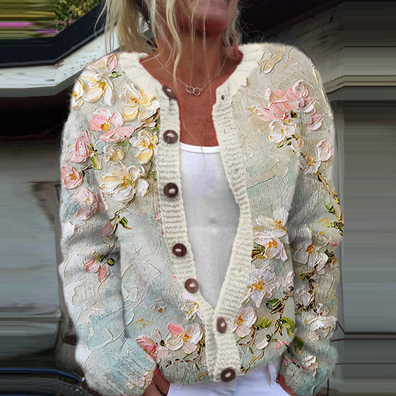Soft front cardigan for women | Floral Open -4