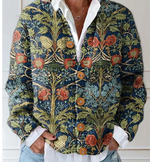 Soft front cardigan for women | Floral Open -2