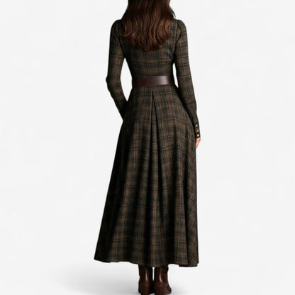 Maxi belted inspiration vintage dress for women | Althea -5