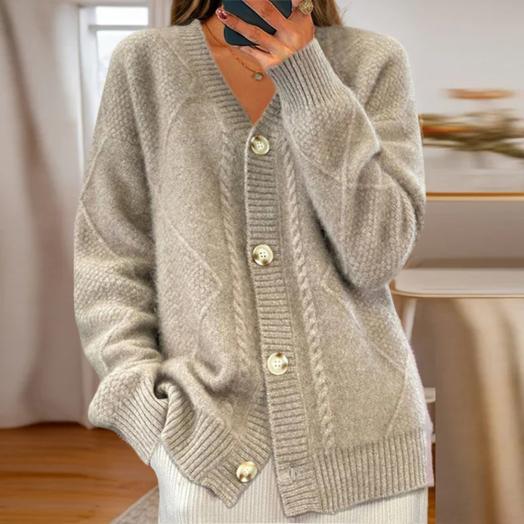 Feminine knit cable-knit flowy cut cardigan for women | Althea -4
