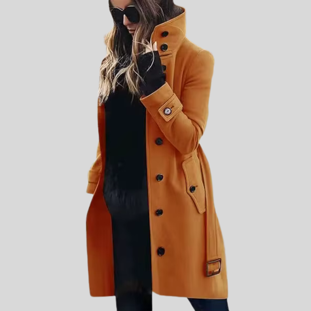 Long high collar coat for women | Tiphaine -5