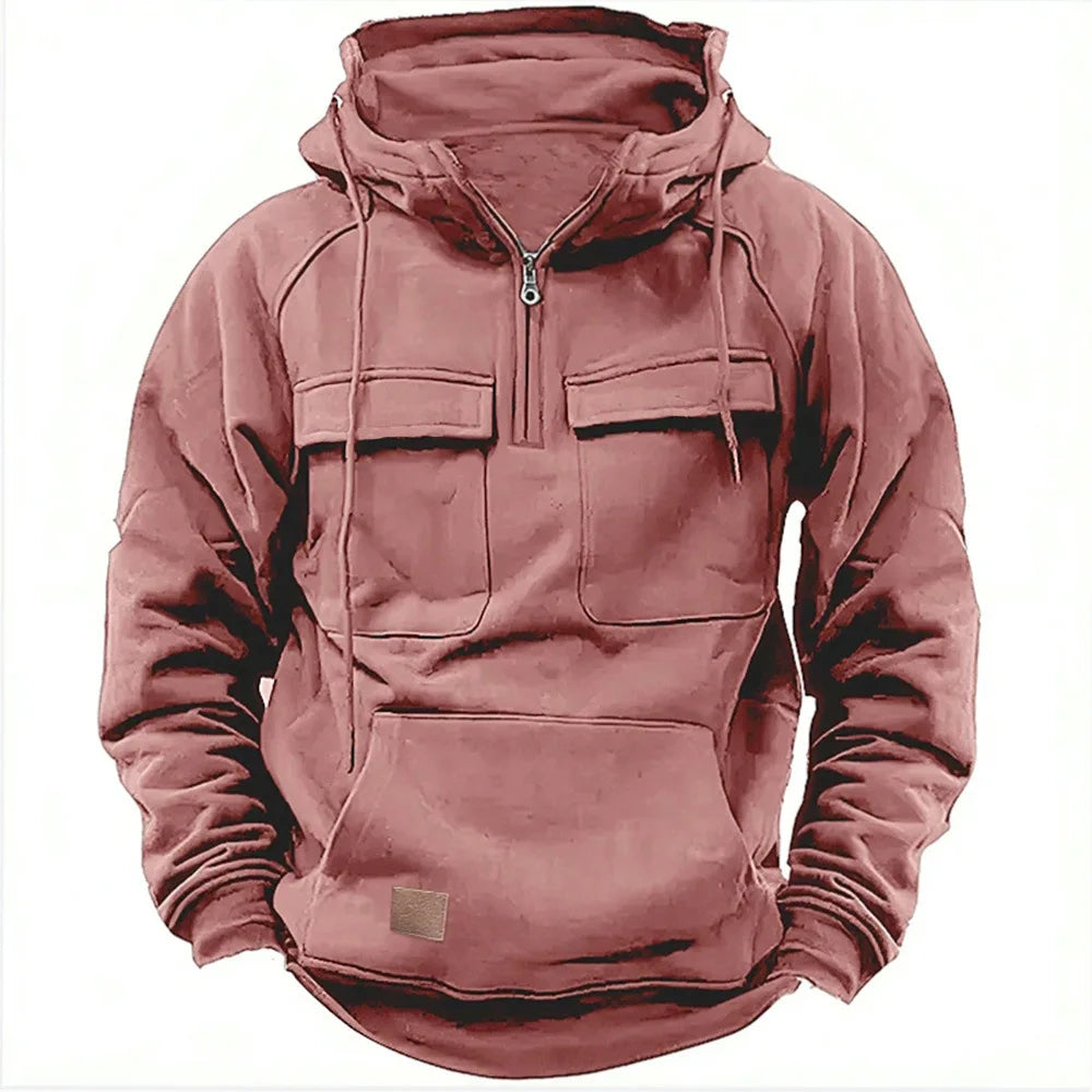 Utility quarter-zip cargo pockets hoodie for men | Ardent -6