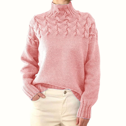 Sweater elegant knit cable-knit turtleneck for women | Ameliane -6