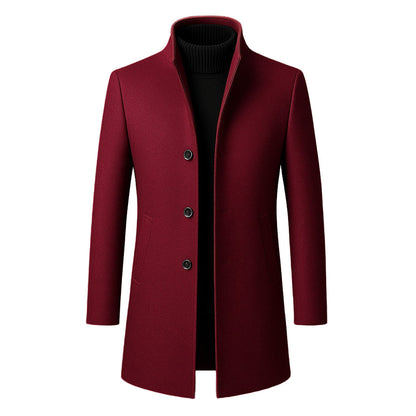 Classic high collar single-breasted coat for men | Adrien -1