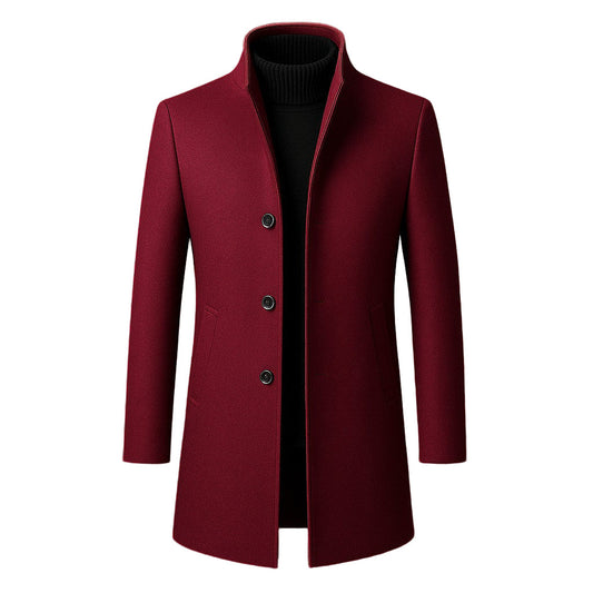 Classic high collar single-breasted coat for men | Adrien -1