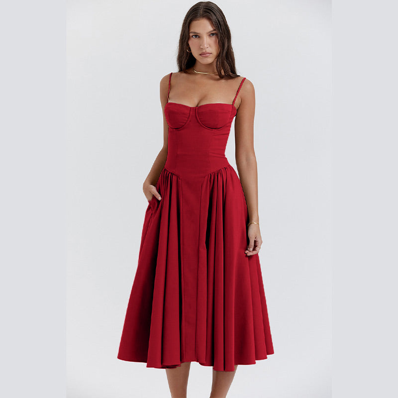 Pleated vintage charm dress for women | Bella -8