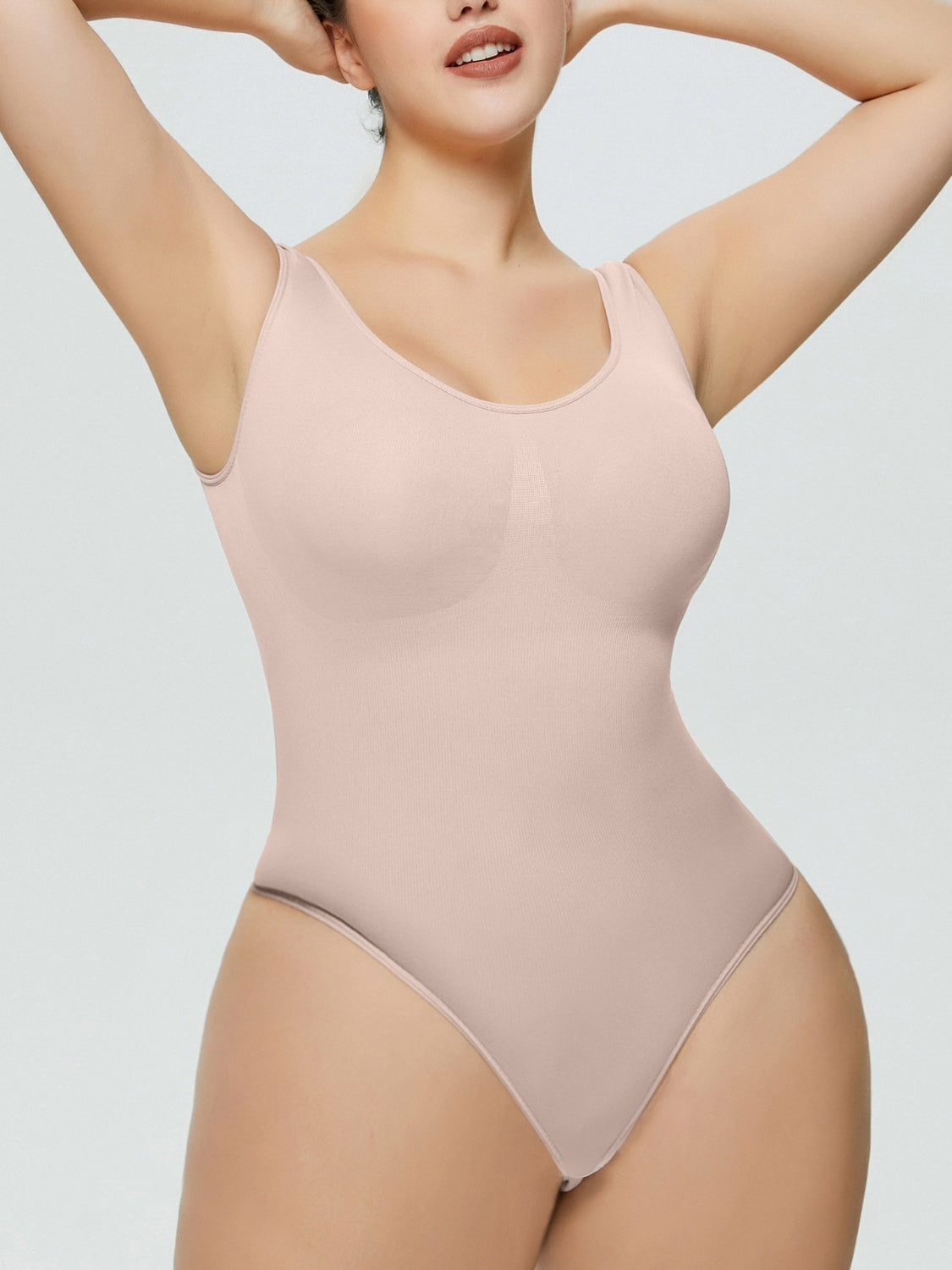 Shaping wide straps open neckline bodysuit for women -1