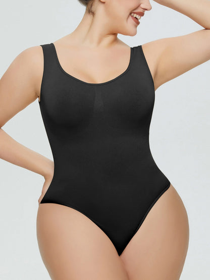 Shaping wide straps open neckline bodysuit for women -4
