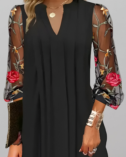 Elegant renee dress for women | Embroidered and refined sleeves -4