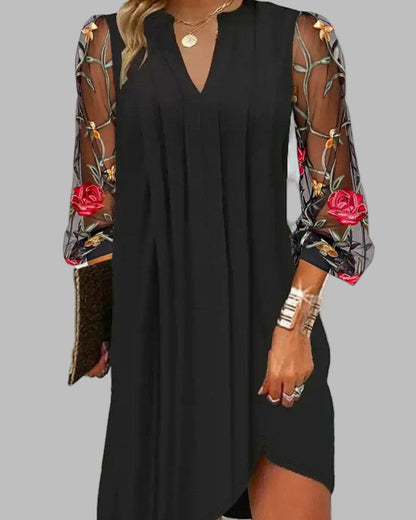 Elegant renee dress for women | Embroidered and refined sleeves -5