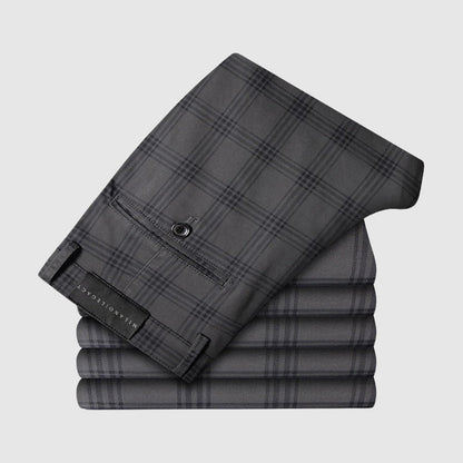 Smart leg pants for men | Plaid Straight -6