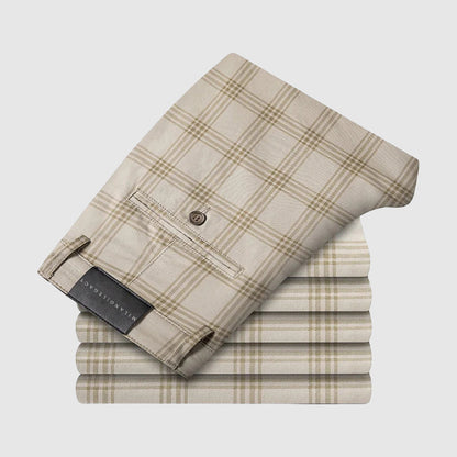 Smart leg pants for men | Plaid Straight -4