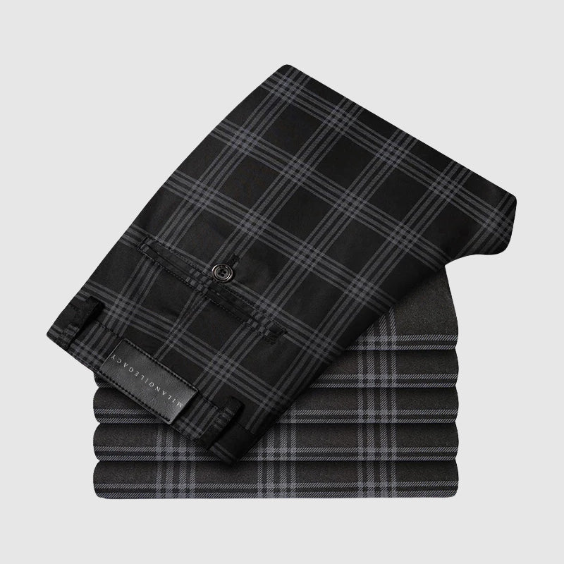 Smart leg pants for men | Plaid Straight -3