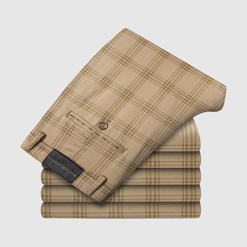 Smart leg pants for men | Plaid Straight -5